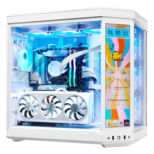 PCxtend Limited Edition Gaming PC (RTX 4080 SUPER - AMD RYZEN 7 7800X3D - 32 GB DDR5 RAM - 2TB SSD - AI Ready - Windows 11 P - Wifi - HYTE Y70 Touch infinite - White)