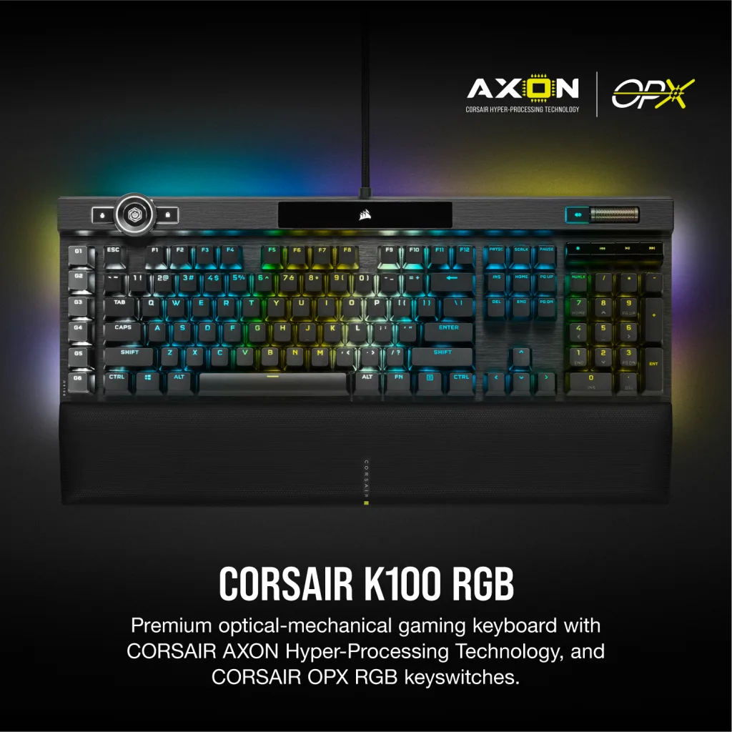 K100 RGB Optical-Mechanical Gaming Keyboard ?€? CORSAIR OPX Switch ?€? Black