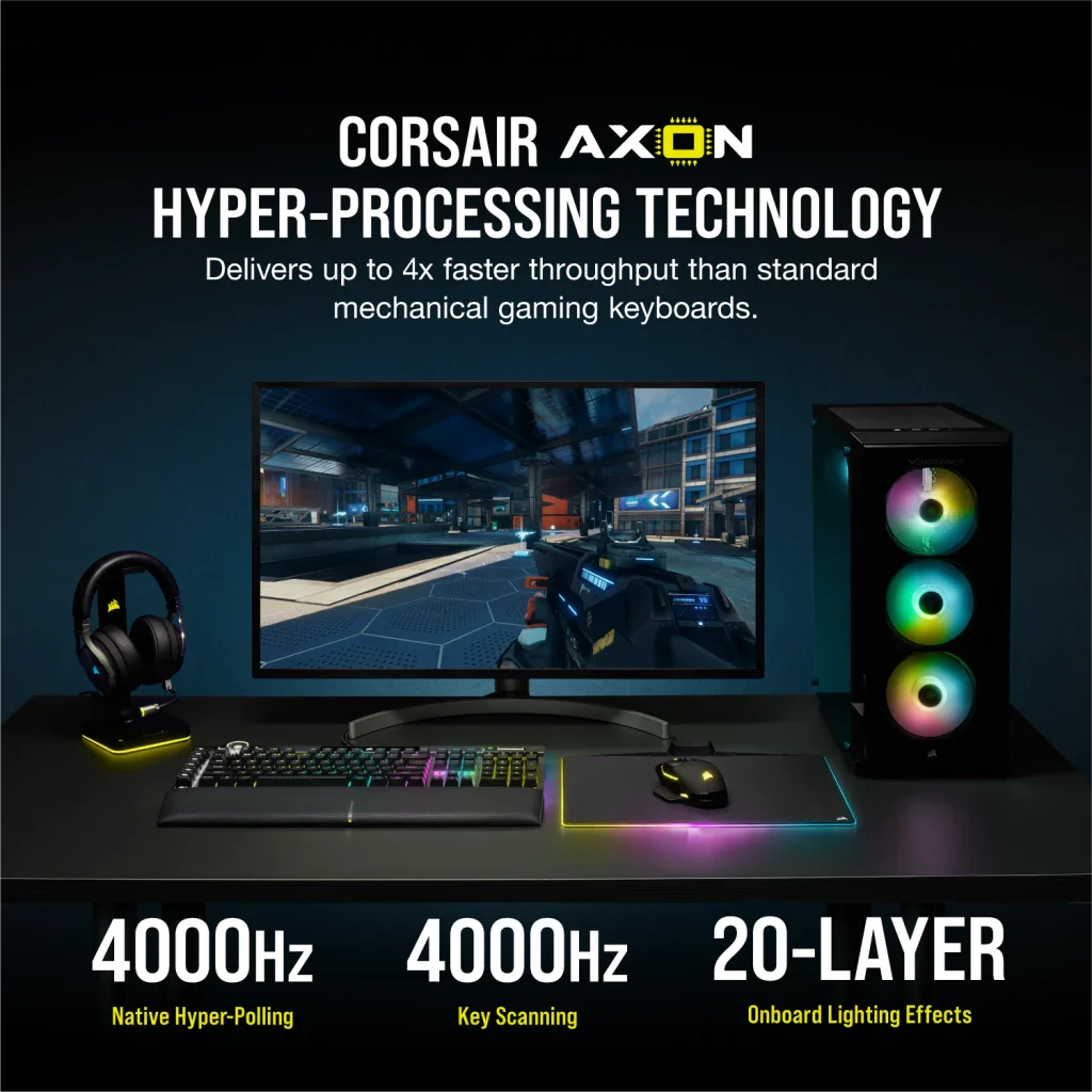 K100 RGB Optical-Mechanical Gaming Keyboard ?€? CORSAIR OPX Switch ?€? Black