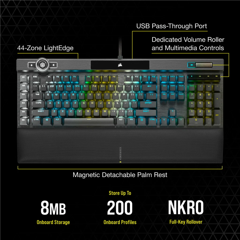 K100 RGB Optical-Mechanical Gaming Keyboard ?€? CORSAIR OPX Switch ?€? Black