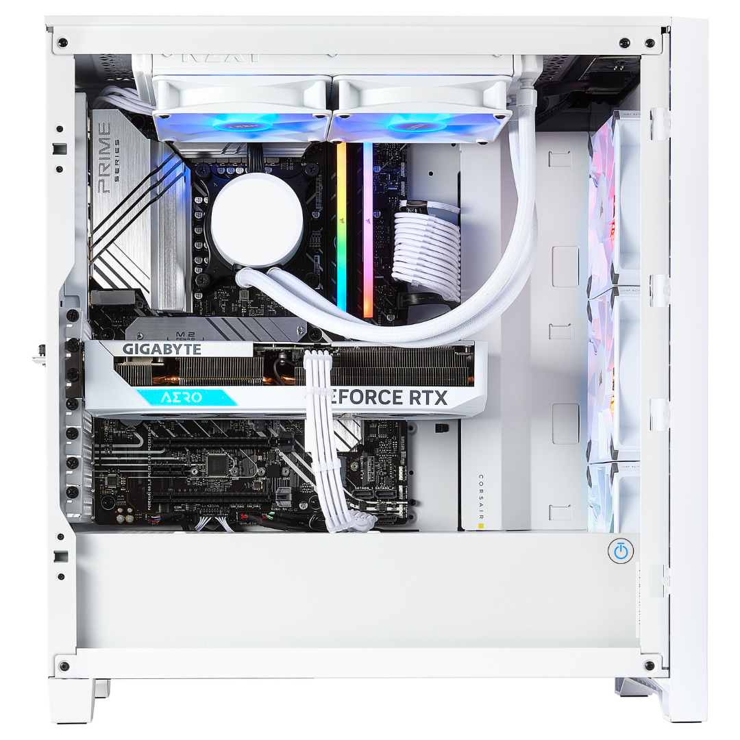 PCxtend Snow White Gaming Pc - AMD Ryzen 9 9950x, 64GB Ram, 2TB SSD, RTX 4090, Win 11 Pro, Ai Ready,