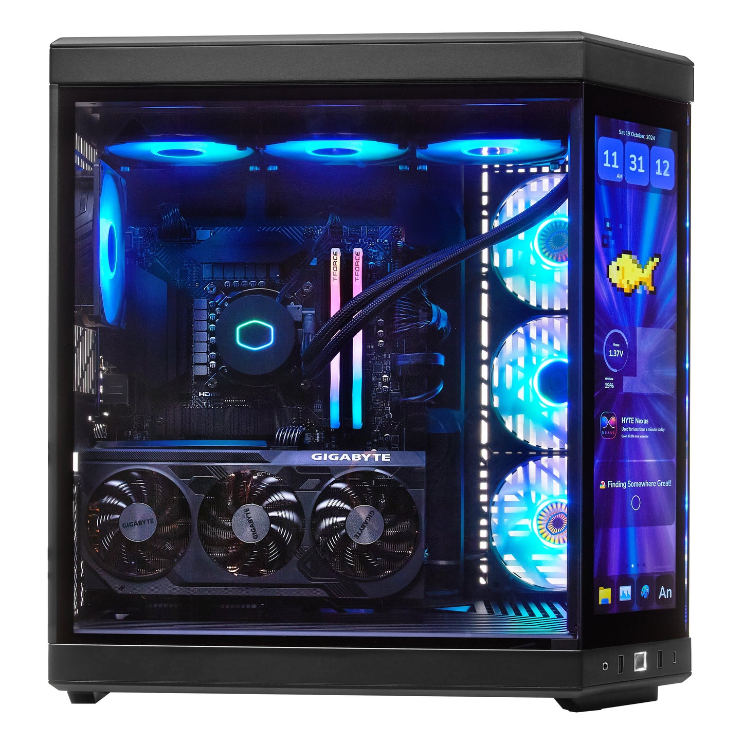 PCxtend Limited Edition Gaming Pc – GeForce RTX 4070 Ti SUPER - Ryzen 7 7800X3D - 2TB SSD - 32GB Ram - Win 11 Pro - HYTE Y70 Touch infinite - Black