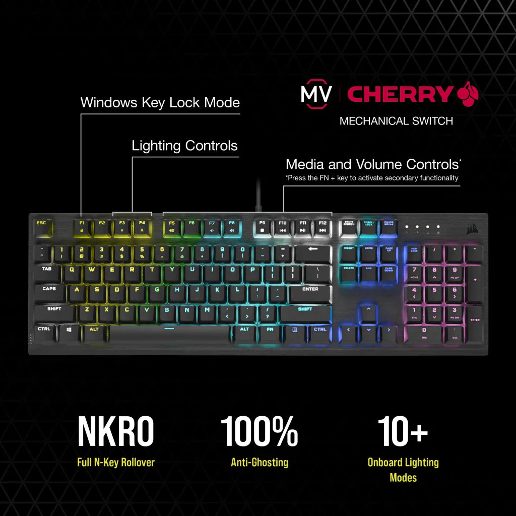 CORSAIR K60 PRO Mechanical Gaming Keyboard CHERRY MV Mechanical Keyswitches — Black