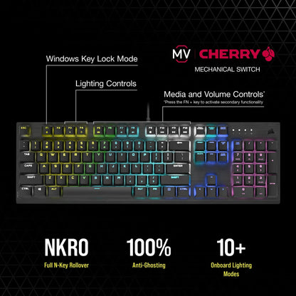 CORSAIR K60 PRO Mechanical Gaming Keyboard CHERRY MV Mechanical Keyswitches — Black